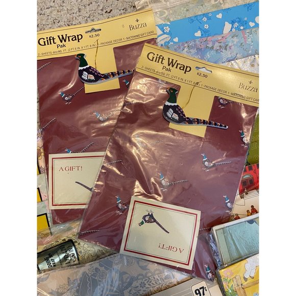 Large Lot vintage Flat Wrap Gift Wrap Wedding, Shower Birthday Scrapbooking Cars - Picture 6 of 15